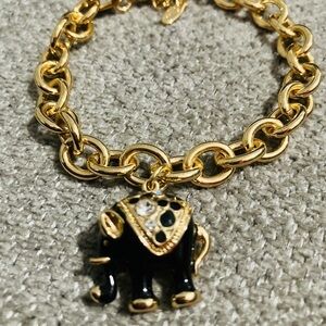 Elephant Gold Filled Charm Bracelet with Swarovski Crystals